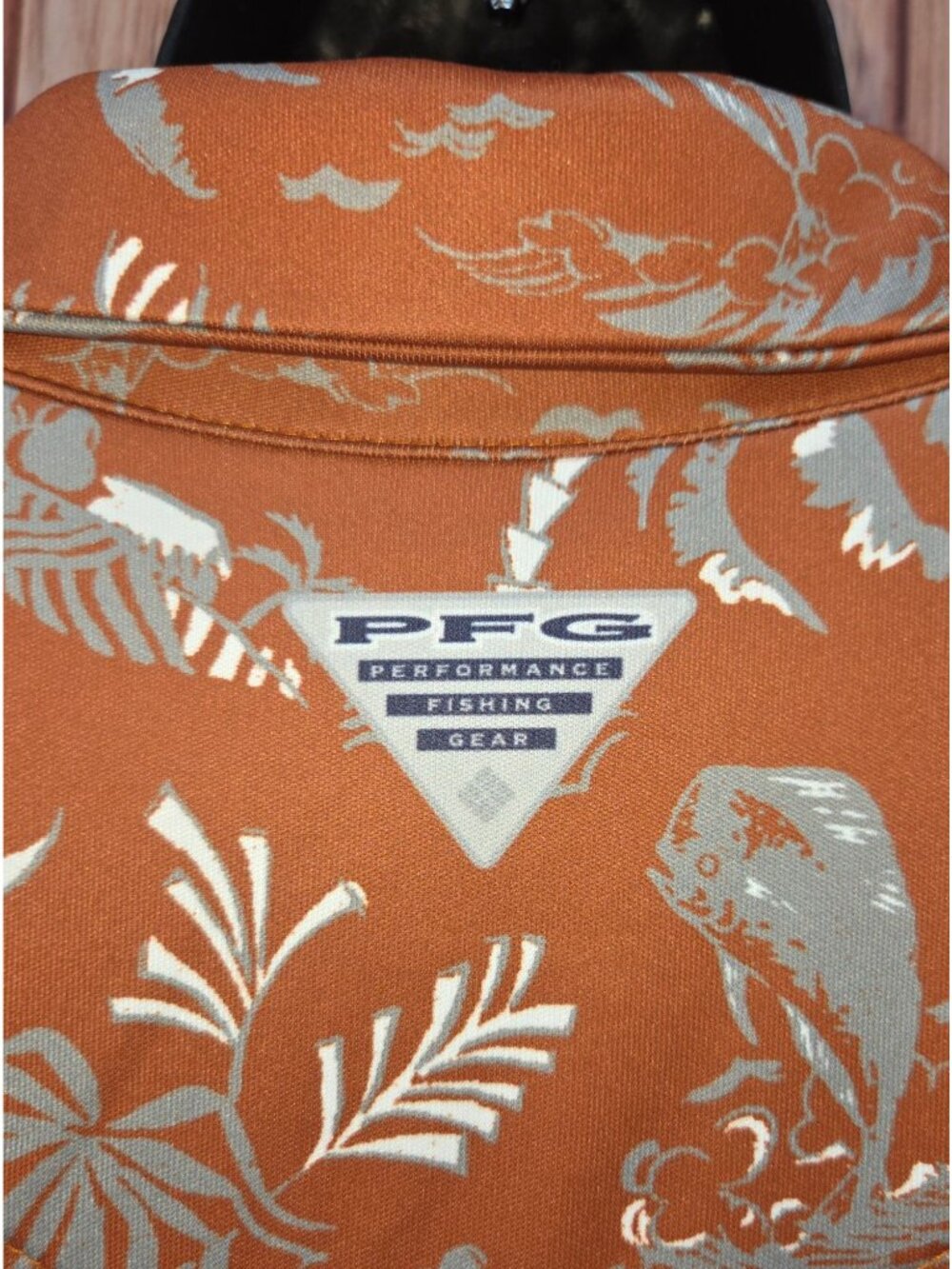 Texas Longhorns Columbia PFG Mens Hawaiian Polo Large NWT Palm Print - Picture 5 of 11